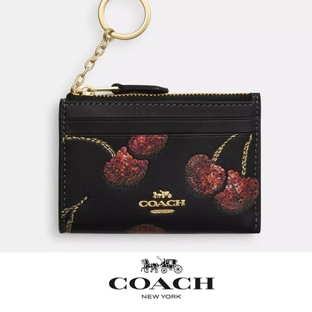 ❤️ Coach Mini Skinny Id Case With Cherry Print